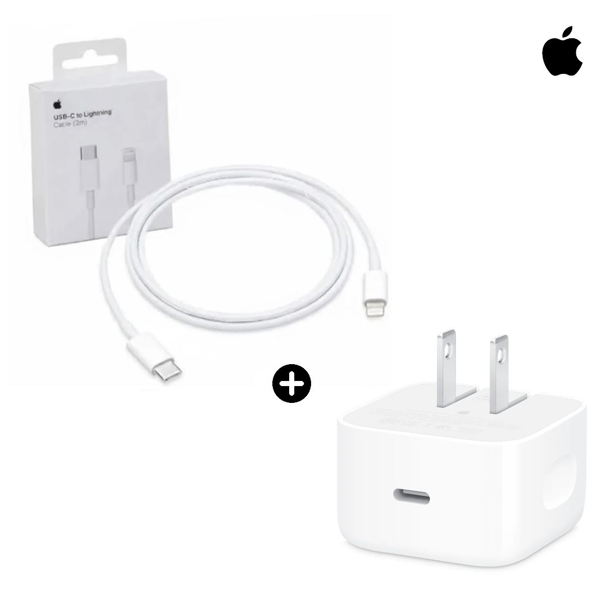 Pack APPLE Cargador USB-C Dinamic 40W-60W Max + Cable Tipo C a Lightning Carga Rápida 2m Blanco